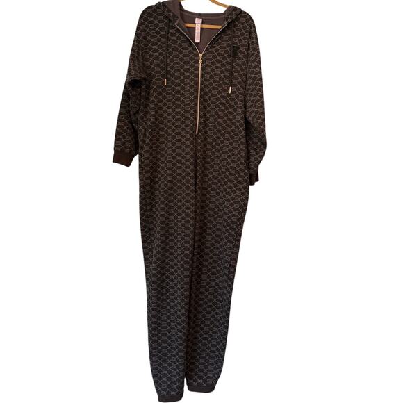 SAVAGE X FENTY Forever Savage Hooded Jumpsuit Black Caviar Monogram Print M - Picture 2 of 8